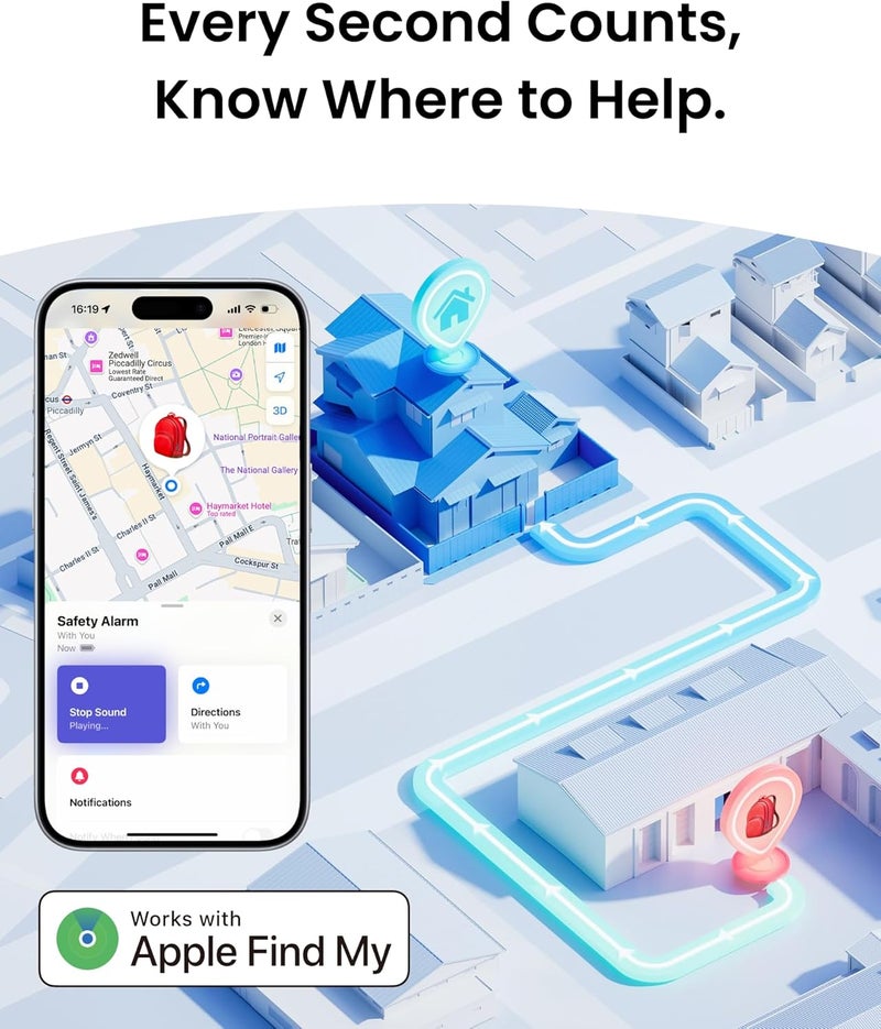 SwitchBot 130 dB Personal Safety Alarm for Women with Apple Find My APP, Extra-Loud Siren & Strobe Light, Waterproof Self Defense Keychain for Women, College Girls and Kids (Yellow) - Image 3